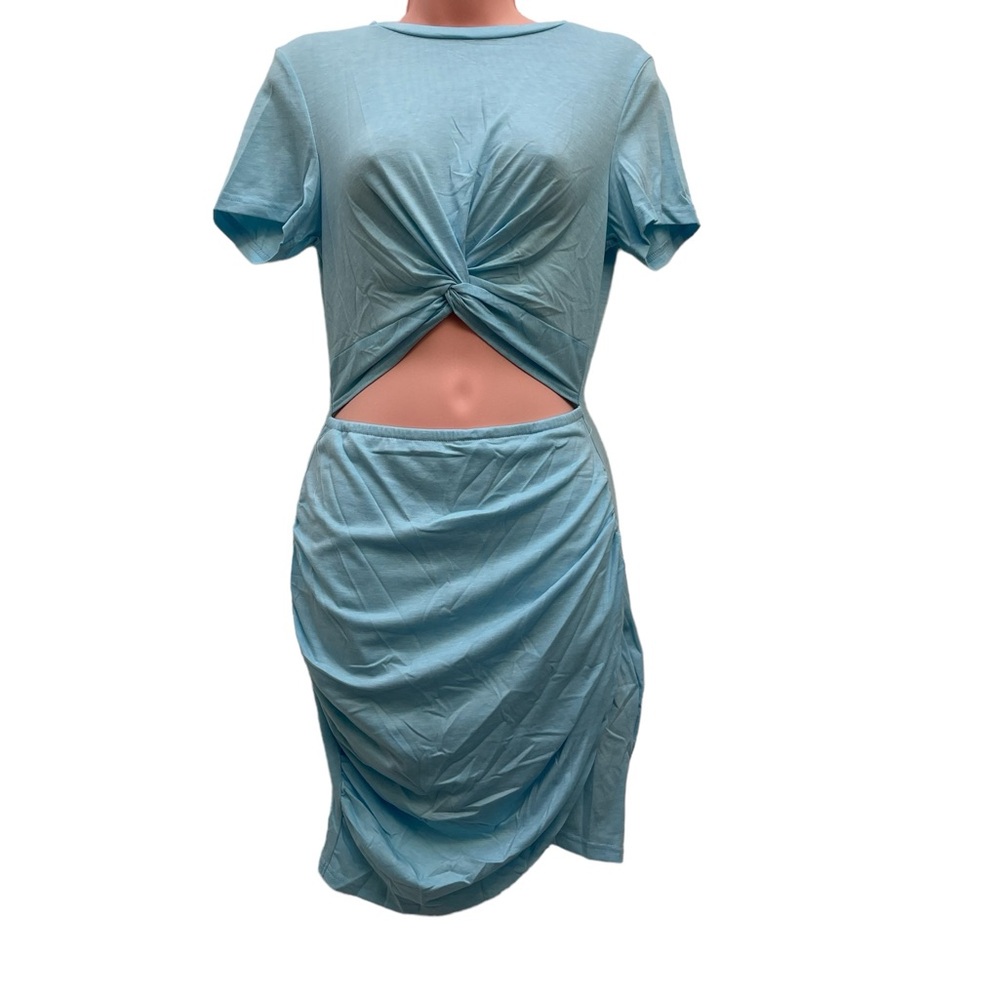 Final sale : NWT Acelitt women’s front cutout sky blue mini dress size s